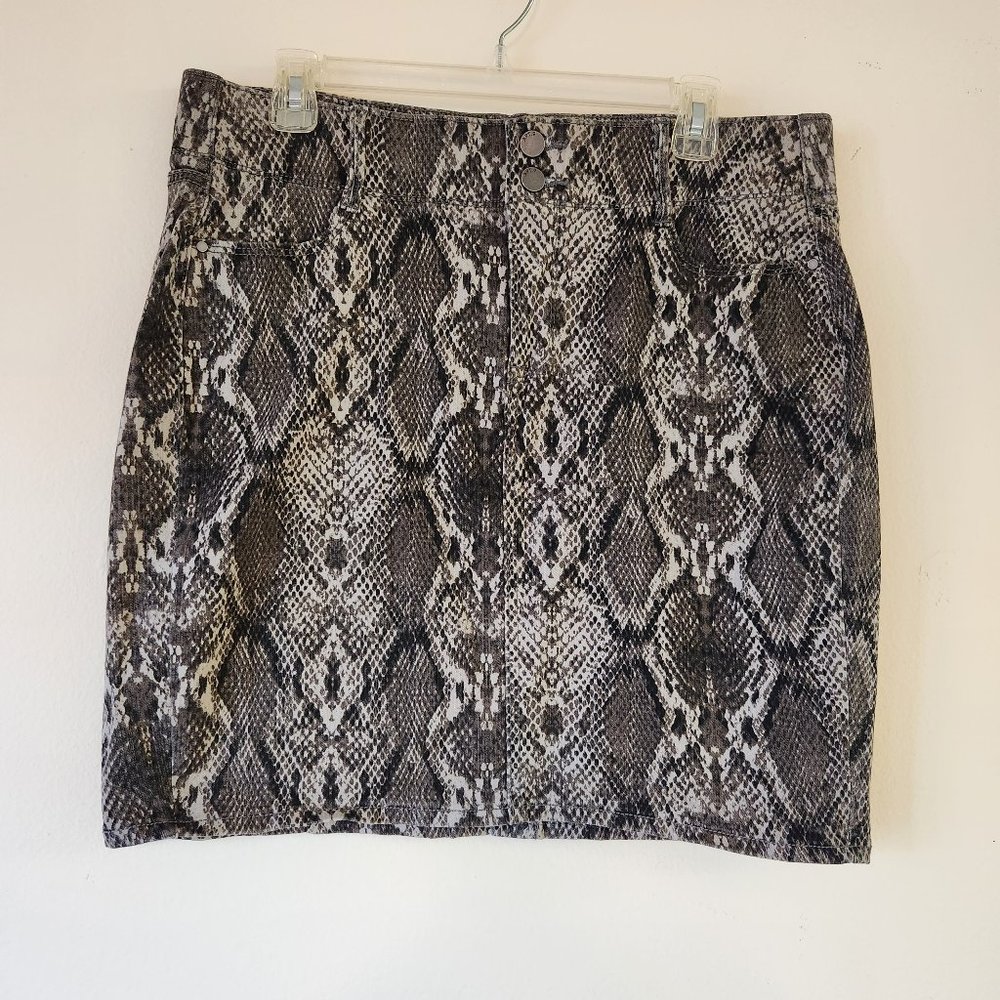 Apt. 9 Snakeskin Print Denim Miniskirt, 5 Pocket style size 12